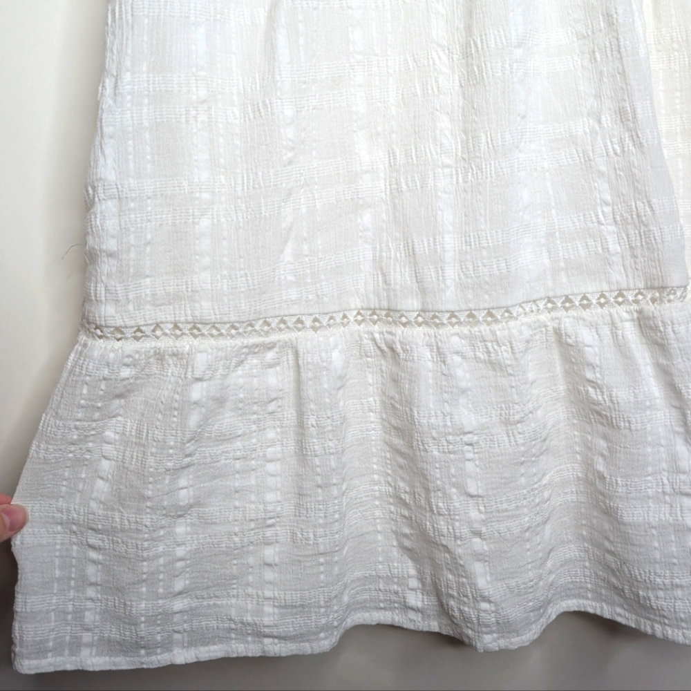 Knox Rose V Neck Ruffled White Short Sleeve Cottagecore Mini Dress Size Large - Picture 8 of 16